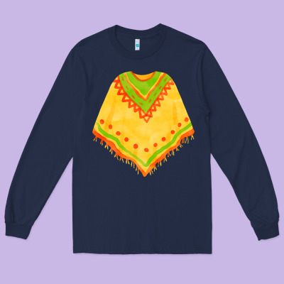 Mexican Poncho Fa Element Long Sleeve Tee Designed By Fadigitalartstudio