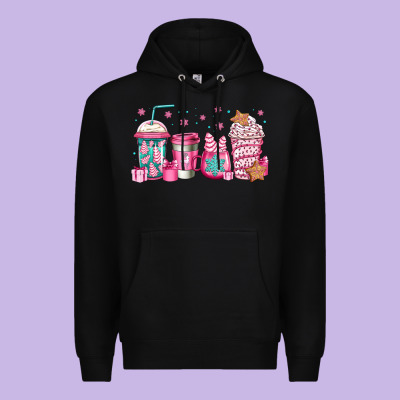Pink Christmas Coffee Premium Hoodie Designed By Jasminsmagicworld