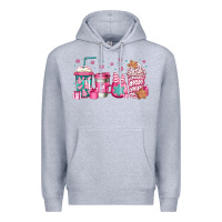 Heather Grey pink Christmas coffee Premium Hoodie - Jasminsmagicworld