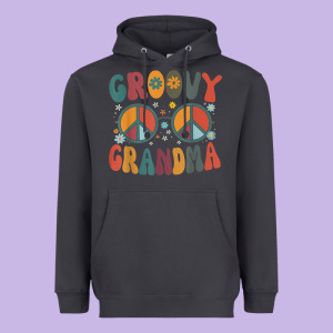 Groovy Grandma Retro 70s Peace Sign Design Grandmother Heavyweight Hoodie Designed By Longcreatives
