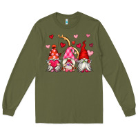 Army Green valentine's day gnomes Long Sleeve Tee - OliviaCreatesArt