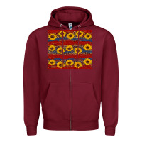 Burgundy usa and sunflower pattern Zipper Hoodie - Artiststas