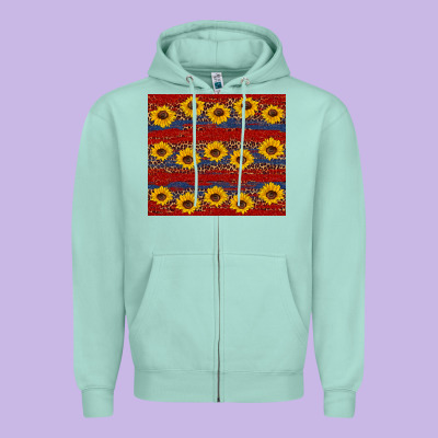 Usa And Sunflower Pattern Zipper Hoodie Designed By Artiststas