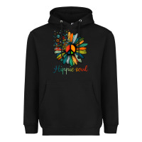 Black daisy peace sign hippie soul tshirt flower lovers gifts Heavyweight Hoodie - longCreatives