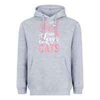 Heather Grey just a girl who loves cats cute cat lover gifts Heavyweight Hoodie - longCreatives