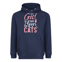 Navy just a girl who loves cats cute cat lover gifts Heavyweight Hoodie - longCreatives