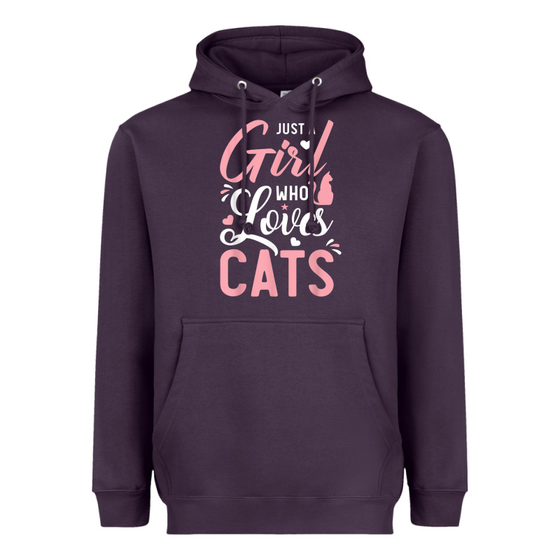 Just A Girl Who Loves Cats Cute Cat Lover Gifts Heavyweight Hoodie by longCreatives | Teevron