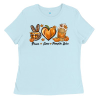 Baby Blue Peace Love Pumpkin Spice Ladies Tee - texasbilliewilder