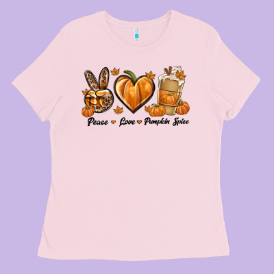 Peace Love Pumpkin Spice Ladies Tee Designed By Texasbilliewilder