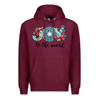 Burgundy Joy to the World Premium Hoodie - CowhideDigitalArt