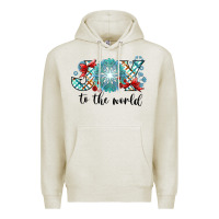 Oatmeal Heather Joy to the World Premium Hoodie - CowhideDigitalArt