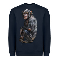 Navy Chimpanzee Illustrations Heavyweight Sweatshirt - LillyAllenDesigns
