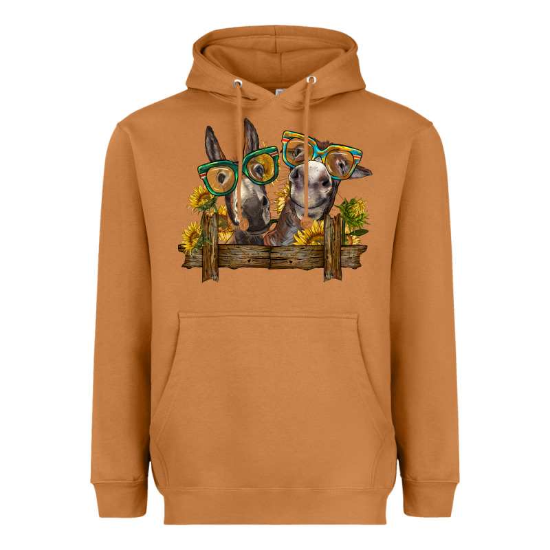 2 Donkeys With Sunflowers Heavyweight Hoodie by BarkalooDesign | Teevron