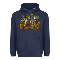 Navy 2 donkeys with sunflowers Heavyweight Hoodie - BarkalooDesign