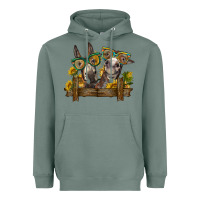 Sage 2 donkeys with sunflowers Heavyweight Hoodie - BarkalooDesign