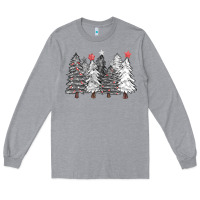 Heather Grey black and white christmas trees with lights Long Sleeve Tee - FaDigitalArtStudio