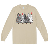 Mushroom black and white christmas trees with lights Long Sleeve Tee - FaDigitalArtStudio