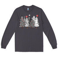 Smoke black and white christmas trees with lights Long Sleeve Tee - FaDigitalArtStudio
