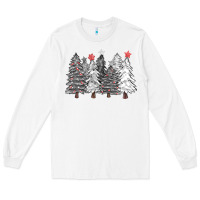 White black and white christmas trees with lights Long Sleeve Tee - FaDigitalArtStudio