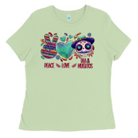 Peace Love Dia De Los Muertos Ladies Tee | Teevron