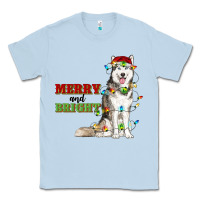Dusty Blue Merry And Bright Husky Classic Tee - RanaPortraitStore