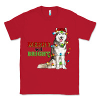 Red Merry And Bright Husky Classic Tee - RanaPortraitStore
