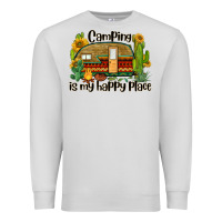 Dove Grey camping is my happy place caravan Premium Sweatshirt - BarkalooDesign