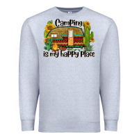 Heather Grey camping is my happy place caravan Premium Sweatshirt - BarkalooDesign