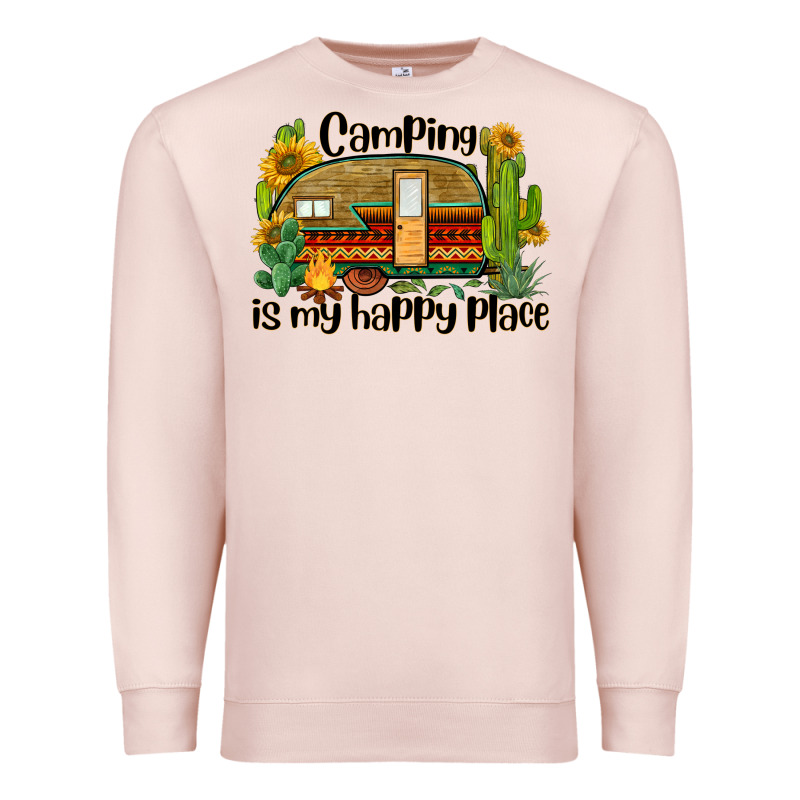 Camping Is My Happy Place Caravan Premium Sweatshirt by BarkalooDesign | Teevron