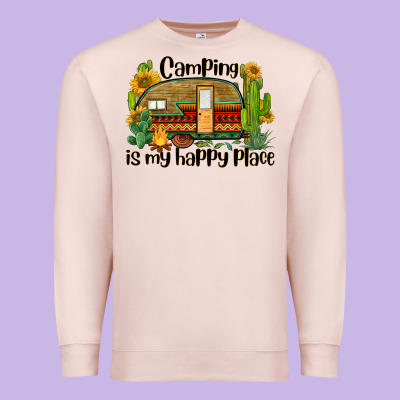 Camping Is My Happy Place Caravan Premium Sweatshirt Designed By Barkaloodesign