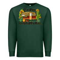 Sports Green camping is my happy place caravan Premium Sweatshirt - BarkalooDesign