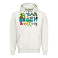 Oatmeal Heather the beach is calling Zipper Hoodie - Artiststas