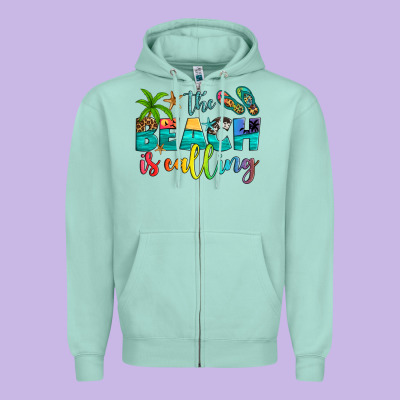 The Beach Is Calling Zipper Hoodie Designed By Artiststas