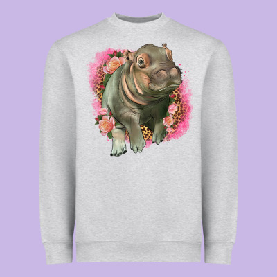 Leopard Baby Hippo Heavyweight Sweatshirt Designed By Lillyallendesigns