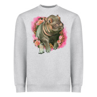 Heather Grey leopard baby hippo Heavyweight Sweatshirt - LillyAllenDesigns