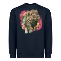 Navy leopard baby hippo Heavyweight Sweatshirt - LillyAllenDesigns