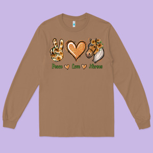 Peace Love Horses Long Sleeve Tee Designed By Jasminsmagicworld