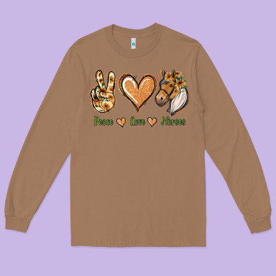 Peace Love Horses Long Sleeve Tee Designed By Jasminsmagicworld