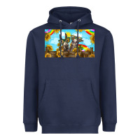 Navy 2 donkeys sunflower Heavyweight Hoodie - BarkalooDesign