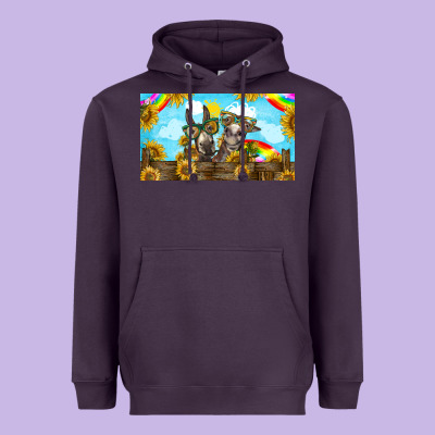 2 Donkeys Sunflower Heavyweight Hoodie Designed By Barkaloodesign