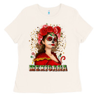 Bone Sugar skull girl with Mexicana Ladies Tee - NancyCooperArtShop