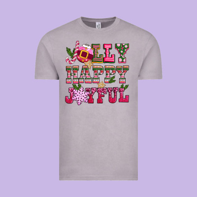 Jolly Happy Joyful Pink Christmas Vintage Tee Designed By Cowgirlartshop