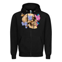 Black skull flora butterfly Zipper Hoodie - Artiststas