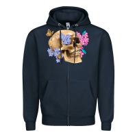 Navy skull flora butterfly Zipper Hoodie - Artiststas
