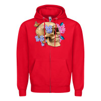 Red skull flora butterfly Zipper Hoodie - Artiststas