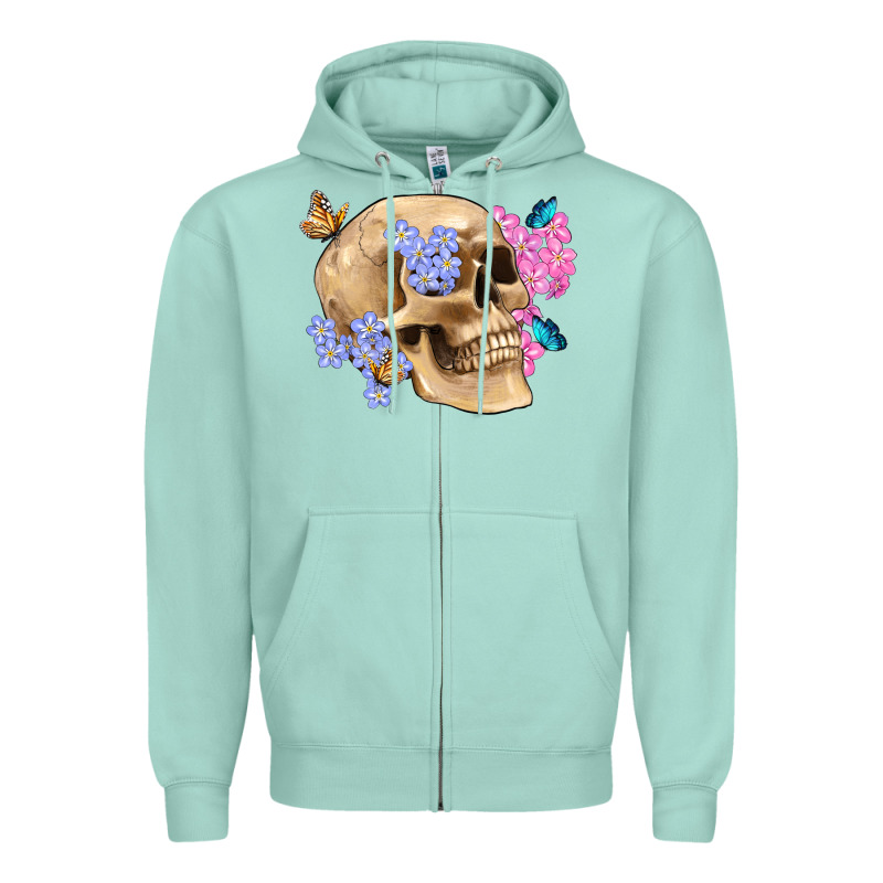 Skull Flora Butterfly Zipper Hoodie by Artiststas | Teevron