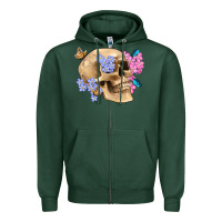 Sports Green skull flora butterfly Zipper Hoodie - Artiststas