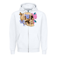 White skull flora butterfly Zipper Hoodie - Artiststas