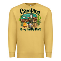 Antique Gold camping is my happy place caravan and gnome Premium Sweatshirt - BarkalooDesign