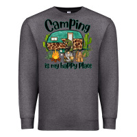 Charcoal Heather camping is my happy place caravan and gnome Premium Sweatshirt - BarkalooDesign